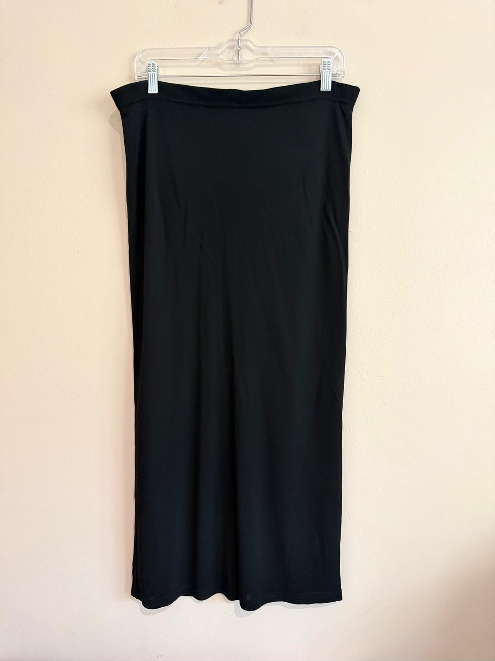 Luisa Spagnoli Black Maxi Skirt Stretch Semi Sheer Black Slit Size Medium